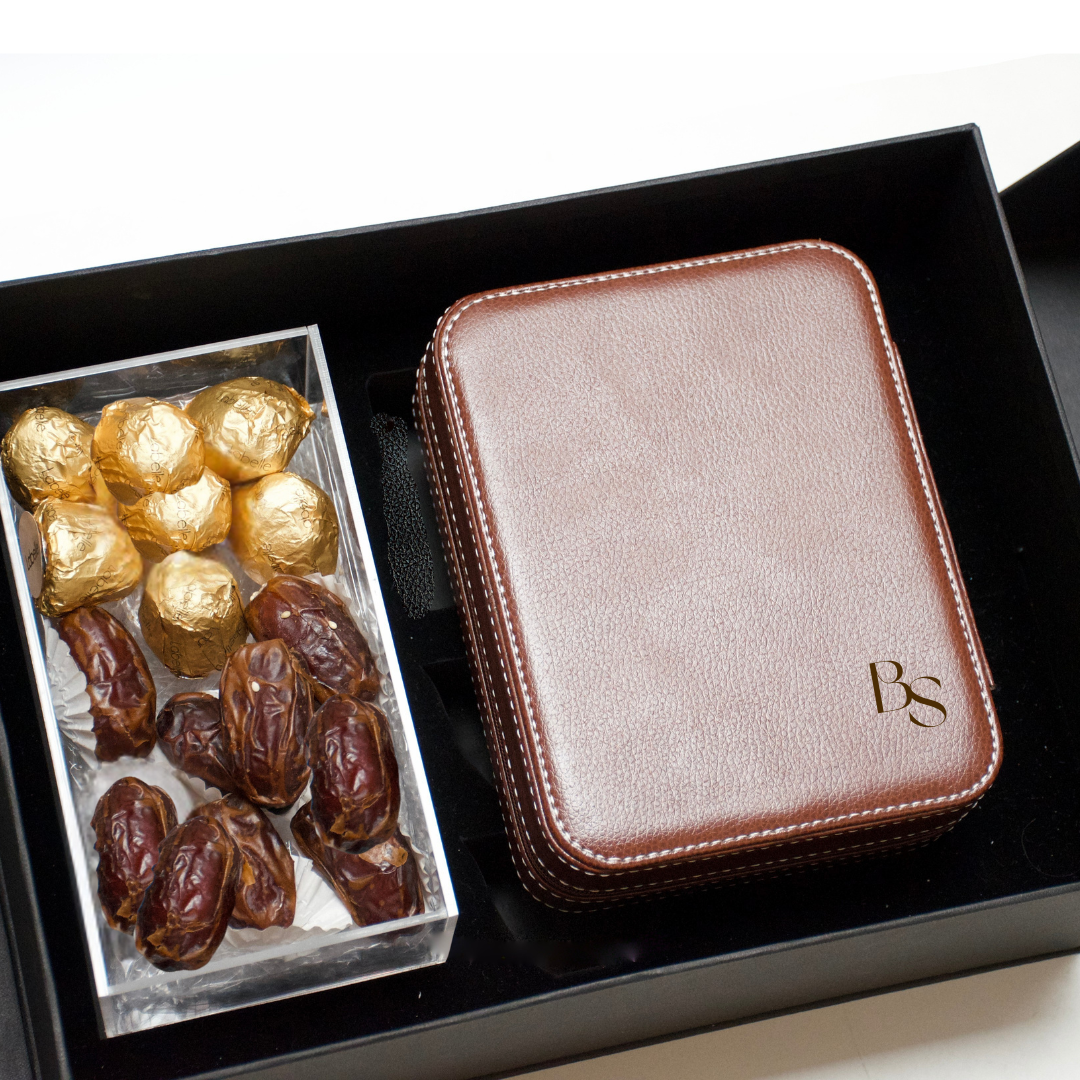 Luxury Father’s Day Gift Set – Premium Dates & Personalized Leather Watch Organizer