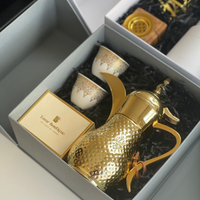 Emaratie Box authentic coffee gift set with metal dallah, Arabian dates, and two cups