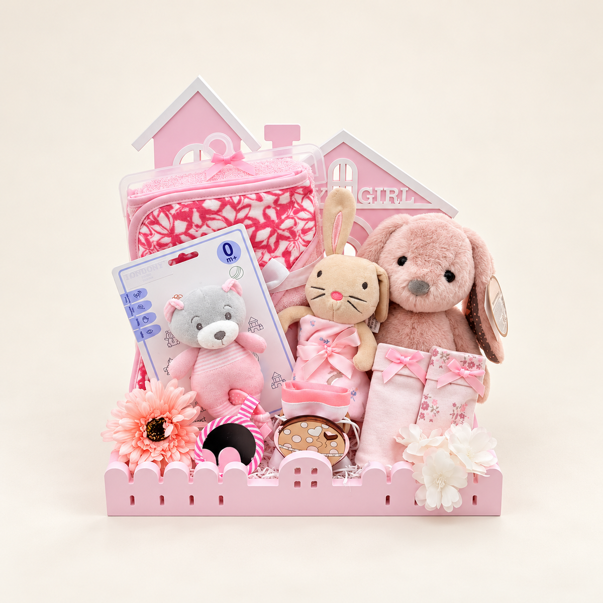 Luxury Baby Girl Welcome Gift Hamper with Plush Toys & Newborn Essentials