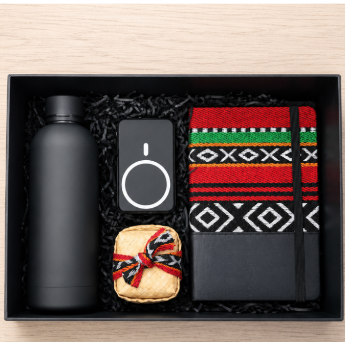 Heritage Connect corporate gift box with wireless power bank, thermal bottle, and notebook