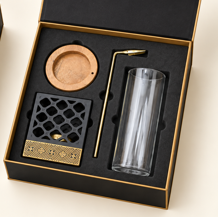 Layali Heritage Arabic Incense Set | Glass Burner & Wooden Base Box
